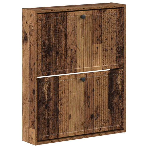 Seinälle asennettava kenkäkaappi EDE 71 x 17 x 86 cm Vanha puu