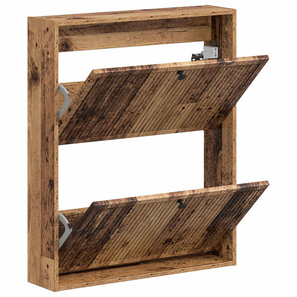 Seinälle asennettava kenkäkaappi EDE 71 x 17 x 86 cm Vanha puu