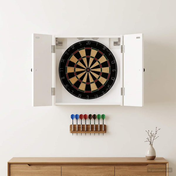 Dartboard-kaappi EDE Korkeakiiltoinen valkoinen Tekninen puu
