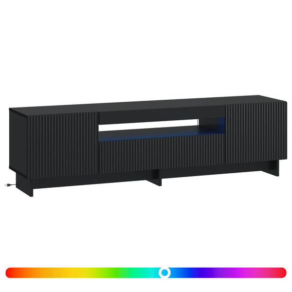 LED TV-kaappi Musta Tekninen puu