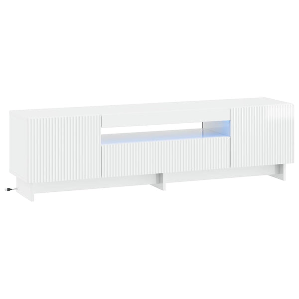LED TV-kaappi Korkeakiiltoinen valkoinen Tekninen puu