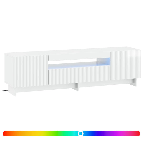 LED TV-kaappi Korkeakiiltoinen valkoinen Tekninen puu