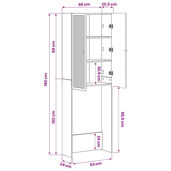 Vessakaappi EDE Artisaanitammi 66 x 25,5 x 190 cm Tekninen puu
