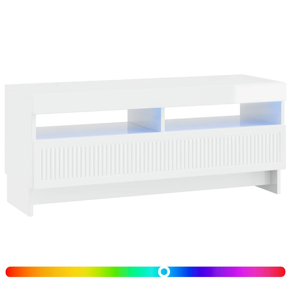 LED TV-kaappi Korkeakiiltoinen valkoinen Tekninen puu