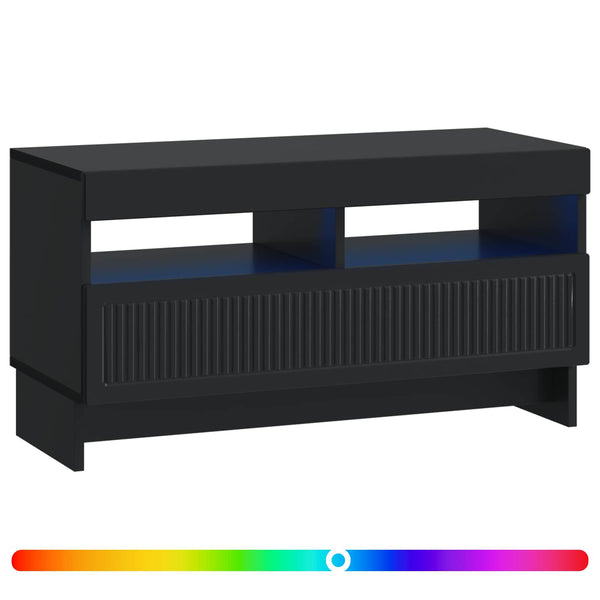 LED TV-kaappi Musta Tekninen puu