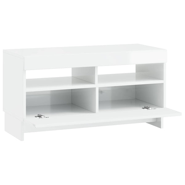 LED TV-kaappi Korkeakiiltoinen valkoinen Tekninen puu