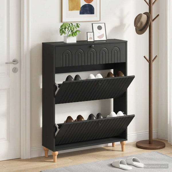 Kenkäkaappi ALKMAAR 78 x 24 x 103 cm Tekninen puu Musta