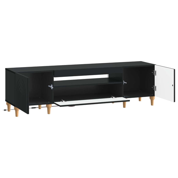LED TV-kaappi Musta Tekninen puu