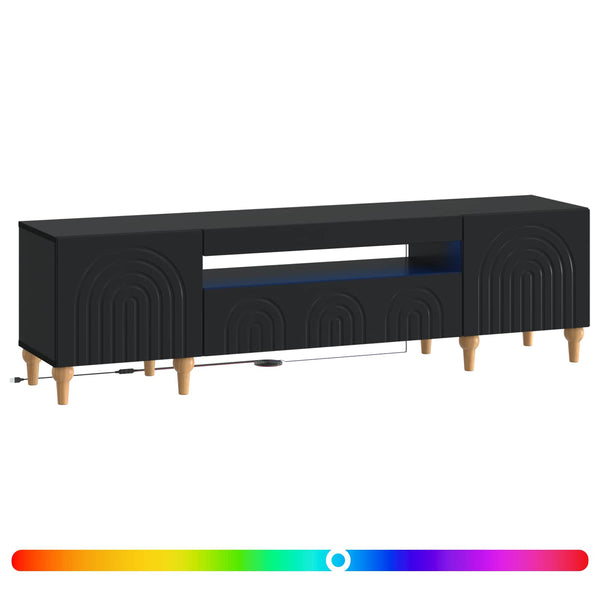LED TV-kaappi Musta Tekninen puu
