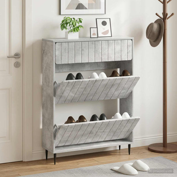 Kenkäkaappi ZWOLLE 78 x 24 x 103 cm Tekninen puu Betoninharmaa