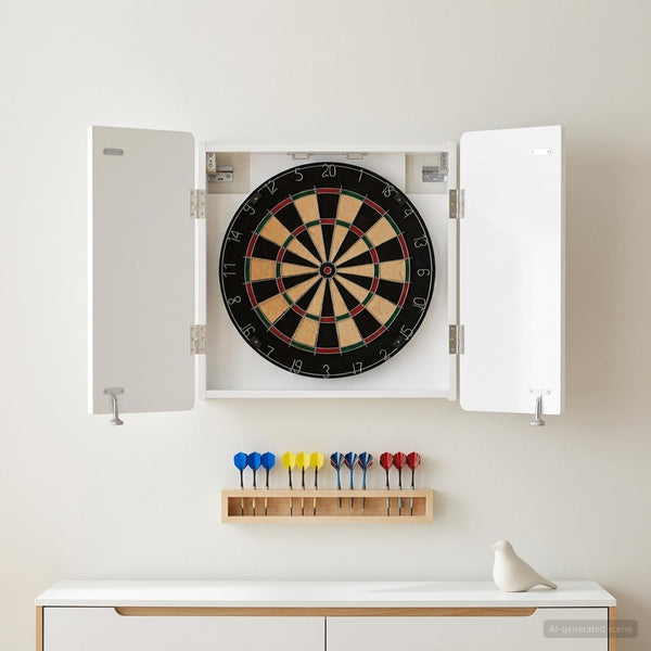 Dartboard-kaappi ZWOLLE Korkeakiiltoinen valkoinen Tekninen puu