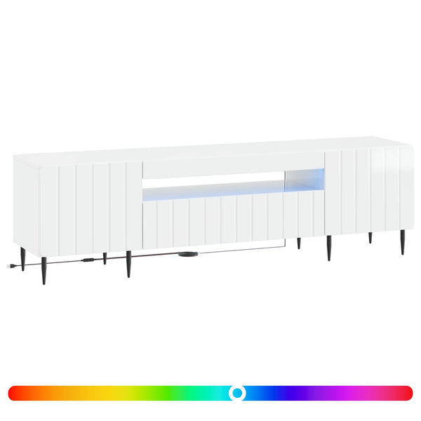LED TV-kaappi Korkeakiiltoinen valkoinen Tekninen puu