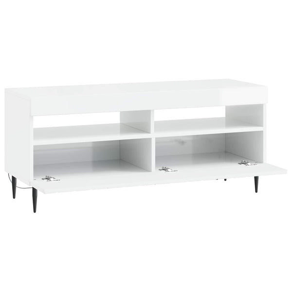 LED TV-kaappi Korkeakiiltoinen valkoinen Tekninen puu