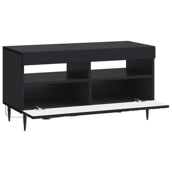 LED TV-kaappi Musta Tekninen puu
