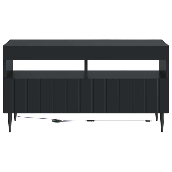 LED TV-kaappi Musta Tekninen puu