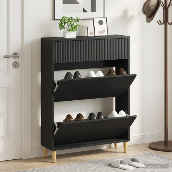 Kenkäkaappi ARNHEM 78 x 24 x 103 cm Tekninen puu Musta