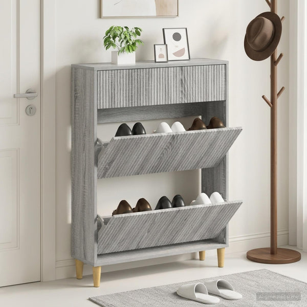 Kenkäkaappi ARNHEM 78 x 24 x 103 cm Tekninen puu Harmaa Sonoma