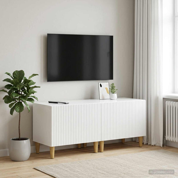 TV-kaappi Korkeakiiltoinen valkoinen Tekninen puu