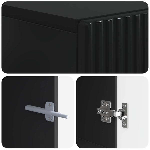 LED TV-kaappi Musta Tekninen puu