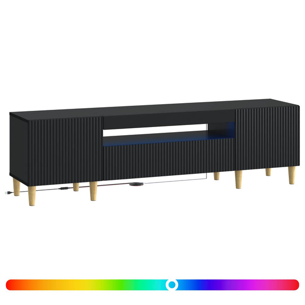 LED TV-kaappi Musta Tekninen puu