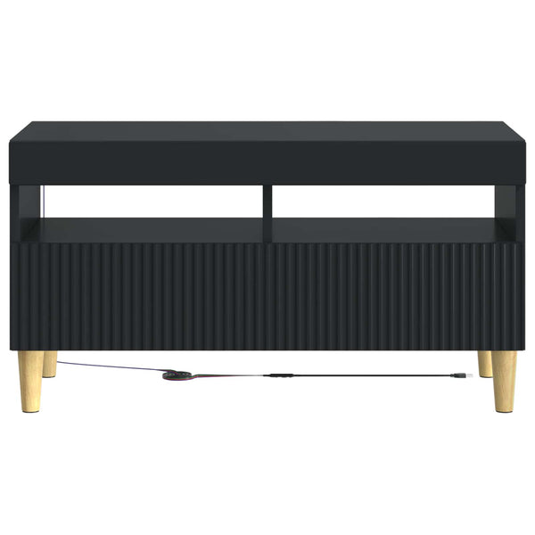 LED TV-kaappi Musta Tekninen puu