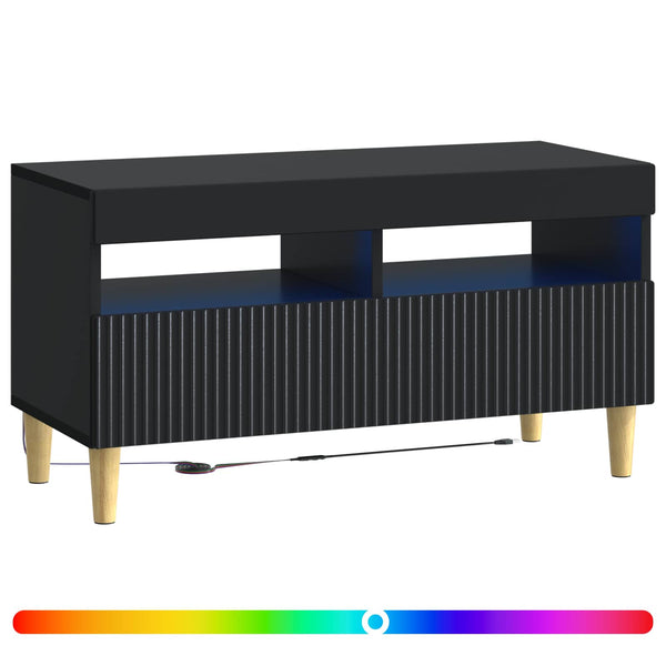 LED TV-kaappi Musta Tekninen puu