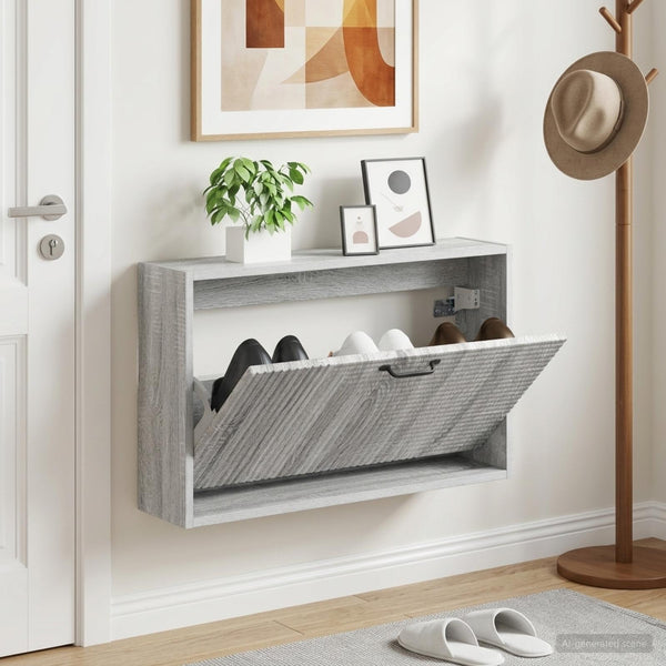 Seinälle asennettava kenkäkaappi HAARLEM 71 x 17 x 43 cm