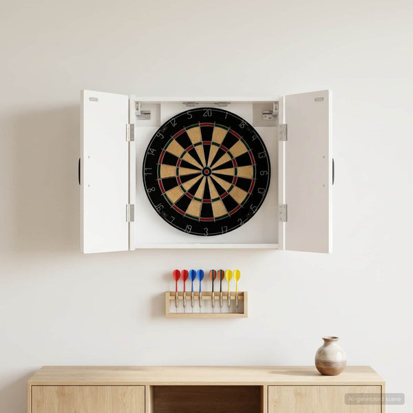 Dartboard-kaappi HAARLEM Korkeakiiltoinen valkoinen