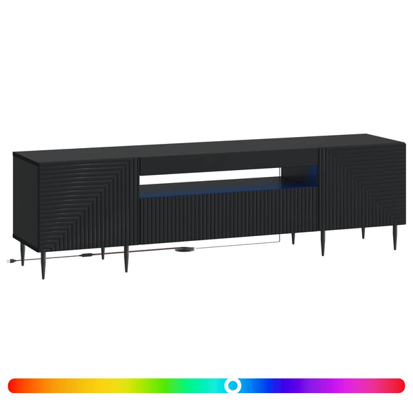 LED TV-kaappi Musta Tekninen puu