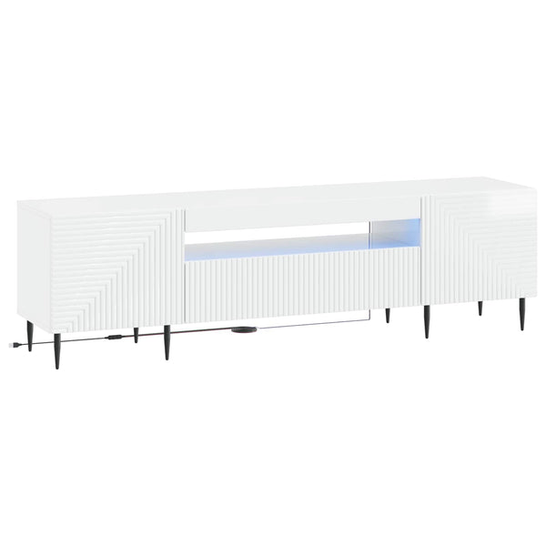 LED TV-kaappi Korkeakiiltoinen valkoinen Tekninen puu