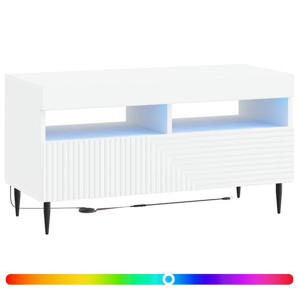 LED TV-kaappi valkoinen Tekninen puu