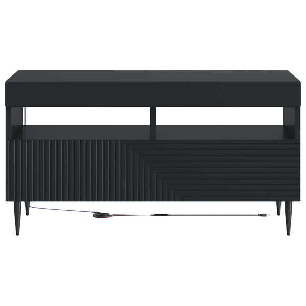 LED TV-kaappi Musta Tekninen puu