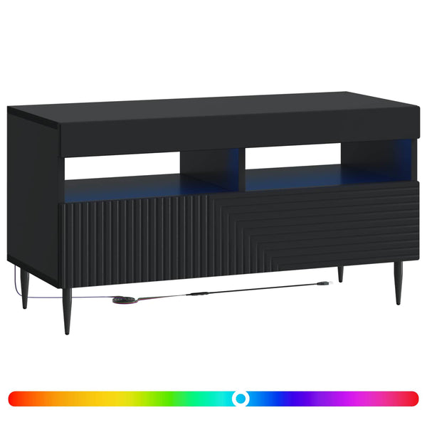 LED TV-kaappi Musta Tekninen puu