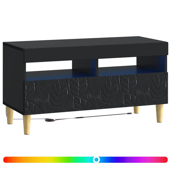 LED TV-kaappi Musta Tekninen puu