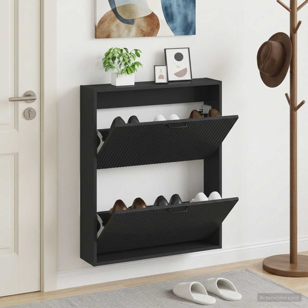 Seinälle asennettava kenkäkaappi HOORN 71 x 17 x 86 cm Musta