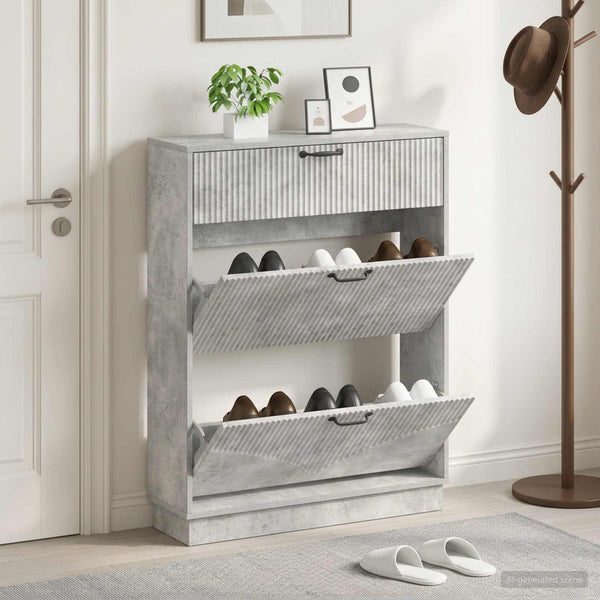 Kenkäkaappi HOORN 78 x 24 x 100 cm Tekninen puu Betoninharmaa