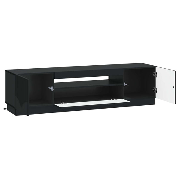LED TV-kaappi Musta Tekninen puu