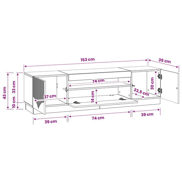 LED TV-kaappi Musta Tekninen puu
