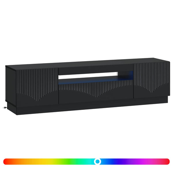 LED TV-kaappi Musta Tekninen puu