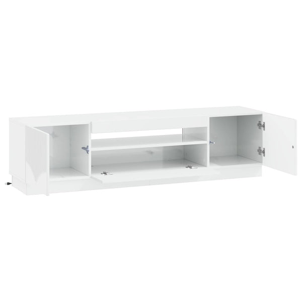 LED TV-kaappi Korkeakiiltoinen valkoinen Tekninen puu