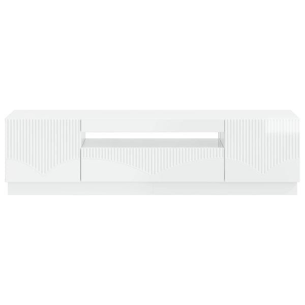 LED TV-kaappi Korkeakiiltoinen valkoinen Tekninen puu