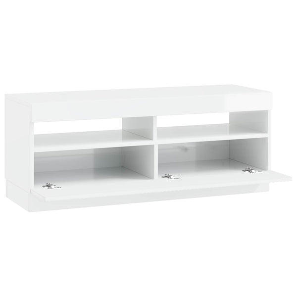 LED TV-kaappi Korkeakiiltoinen valkoinen Tekninen puu