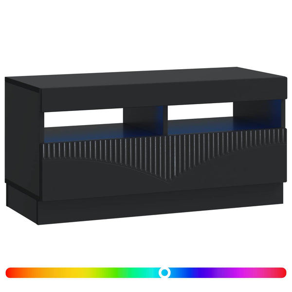 LED TV-kaappi Musta Tekninen puu