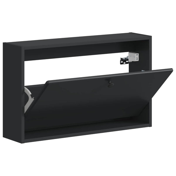 Seinälle asennettava kenkäkaappi BREDA 71 x 17 x 43 cm Musta