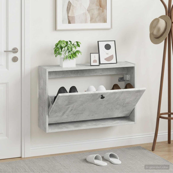 Seinälle asennettava kenkäkaappi BREDA 71 x 17 x 43 cm