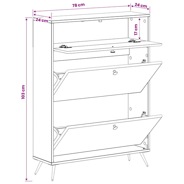 Kenkäkaappi BREDA 78 x 24 x 103 cm Tekninen puu