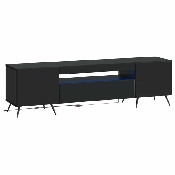LED TV-kaappi Musta Tekninen puu