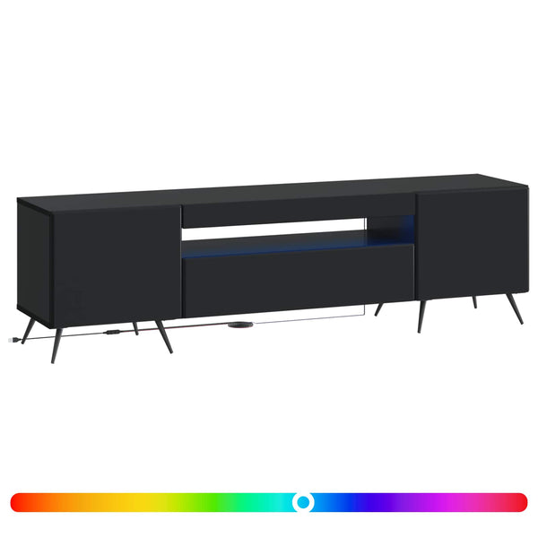 LED TV-kaappi Musta Tekninen puu