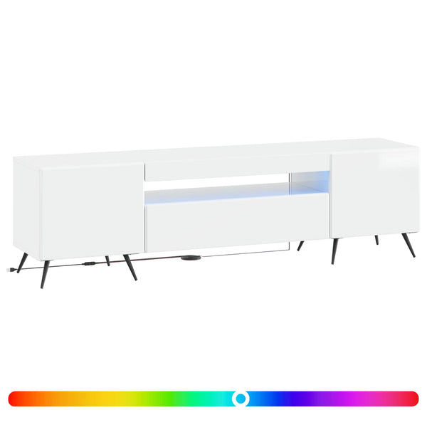 LED TV-kaappi Korkeakiiltoinen valkoinen Tekninen puu