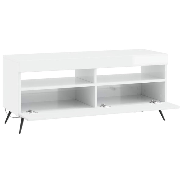 LED TV-kaappi Korkeakiiltoinen valkoinen Tekninen puu